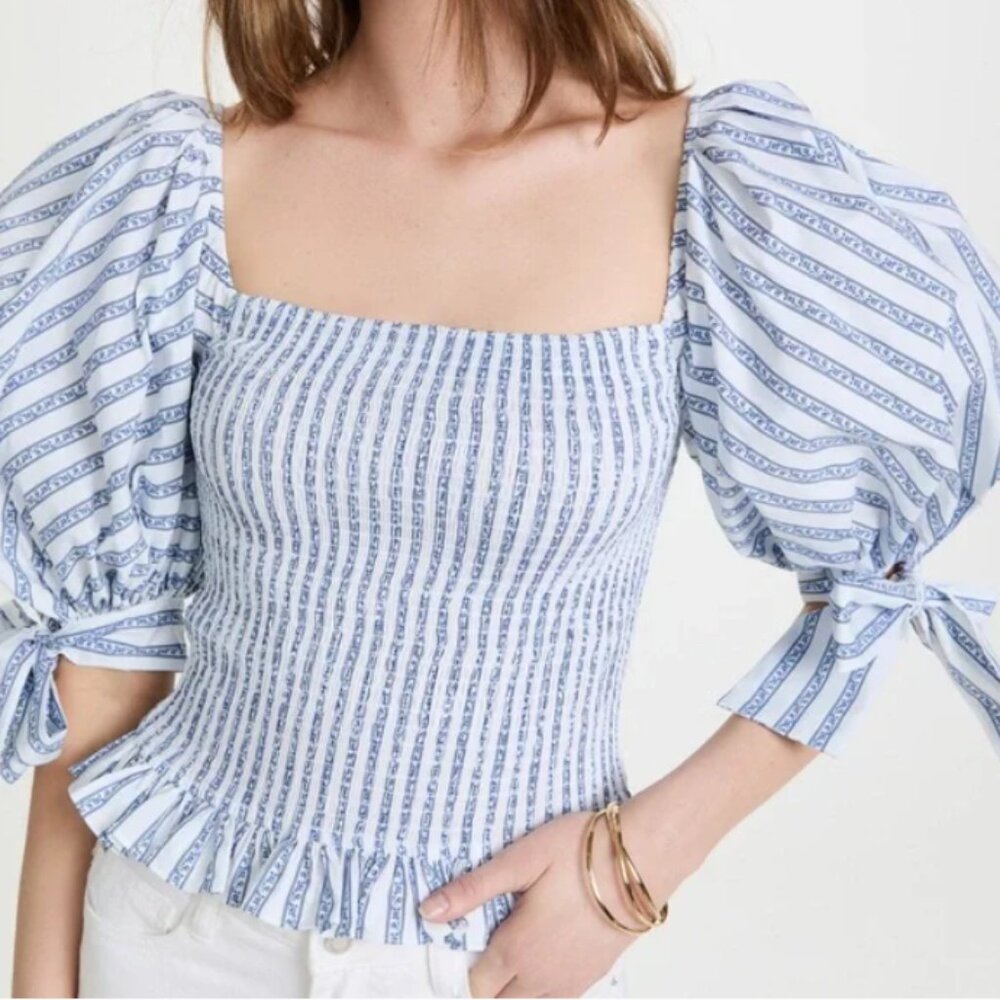 NWT Caroline Constas Nora Top Size S- Blue